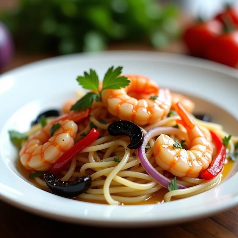 Pasta de Konjac con Gambas y Ajo Negro: Receta Keto en 15 Minutos y Baja en Carbohidratos