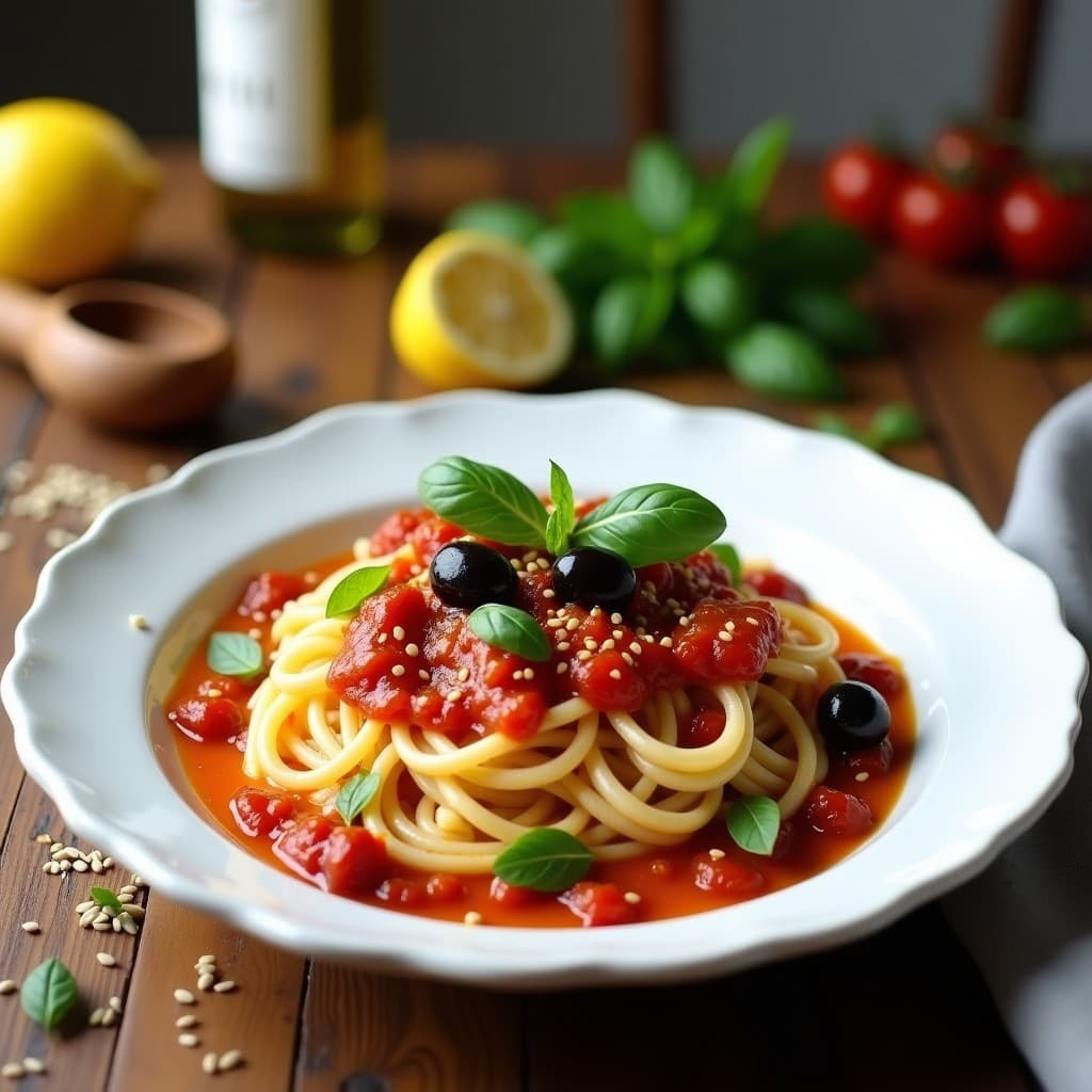 Pasta de Konjac con Salsa directo de Tomates Secos y Aceitunas Kalamata: Receta Keto en 15 Minutos