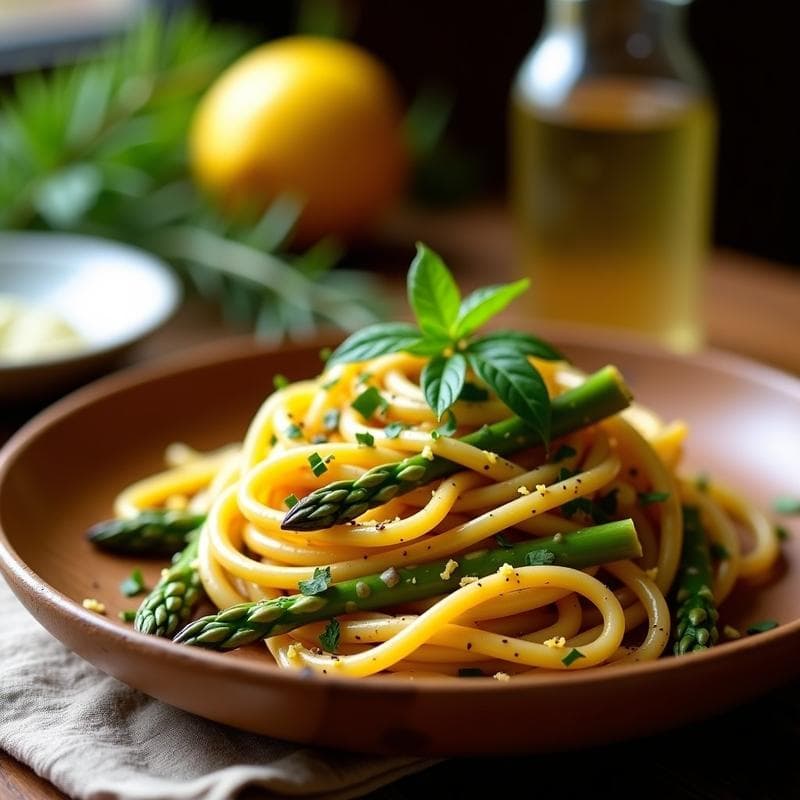 Pasta de Lentejas con Espárragos y Vinagreta de Limón: Receta Italiana Vegana y Sin Gluten