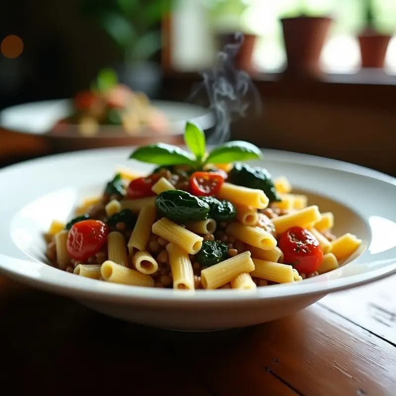 Pasta de Lentejas con Espinacas y Tomates Secos: Receta Vegana en Thermomix con Toque Italiano
