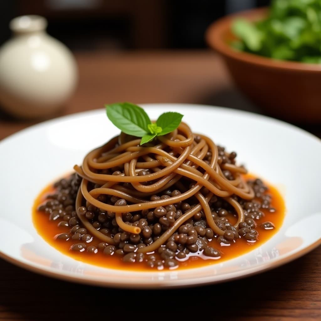 Pasta de Lentejas Negras con Salsa de Aji Charapita y Leche de Coco: Receta Peruana Picante
