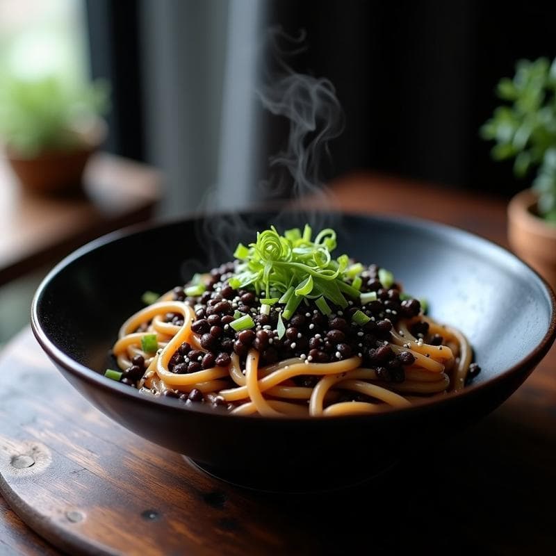 Pasta de Lentejas Negras y Anchoas Veganas: Receta Japonesa con Umami