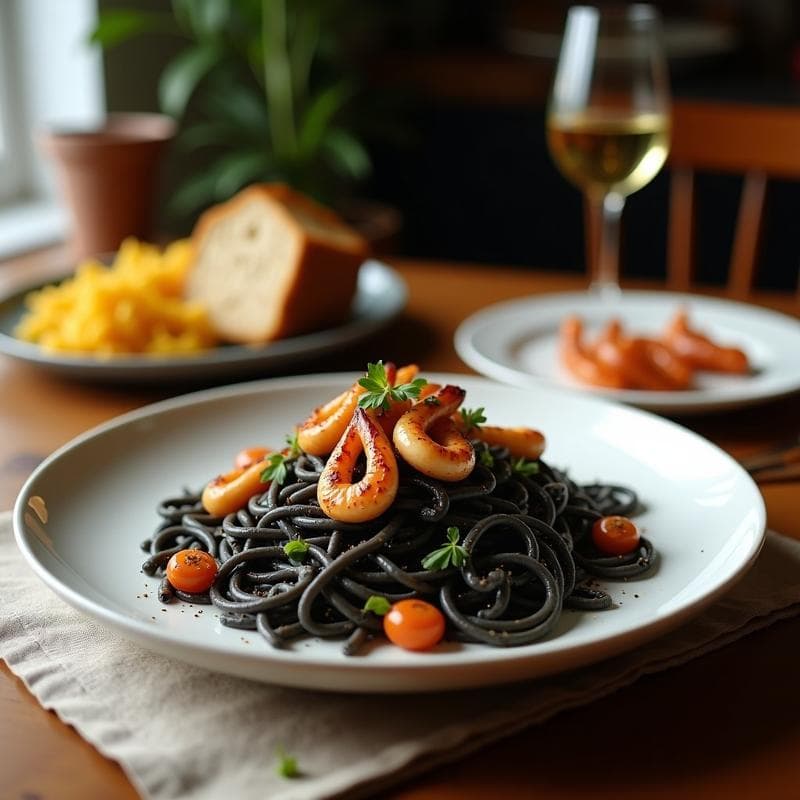Pasta de Lentejas Negras y Calamares a la Plancha: Receta Keto con Toque Mediterráneo