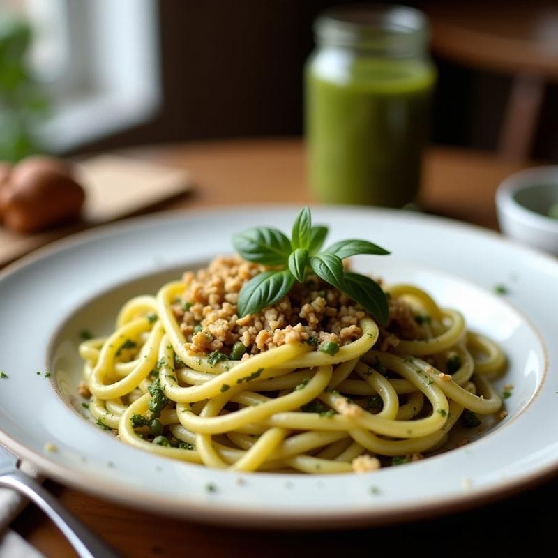 Pasta de Lentejas Negras con Pesto de Espárragos y Nueces: Receta Sin Gluten y Alta en Proteína
