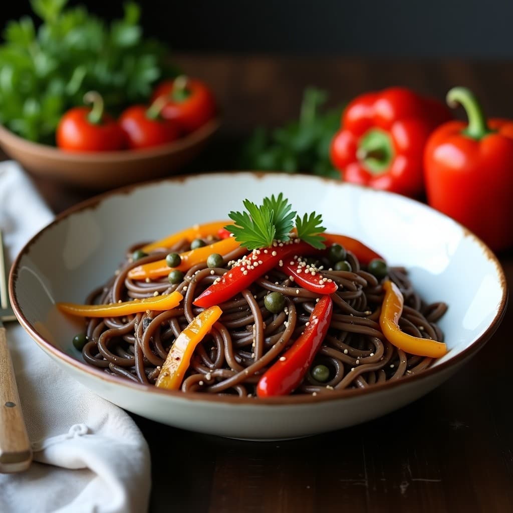 Pasta de Lentejas Negras con Salsa de Pimientos Asados y Alcaparras: Receta Sin Gluten y Alta en Hierro