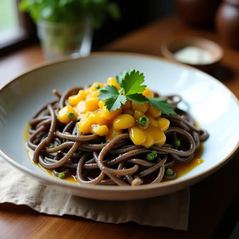 Pasta de Lentejas Negras con Salsa de Tahini y Granadilla: Receta Peruana Vegana y Alta en Fibra