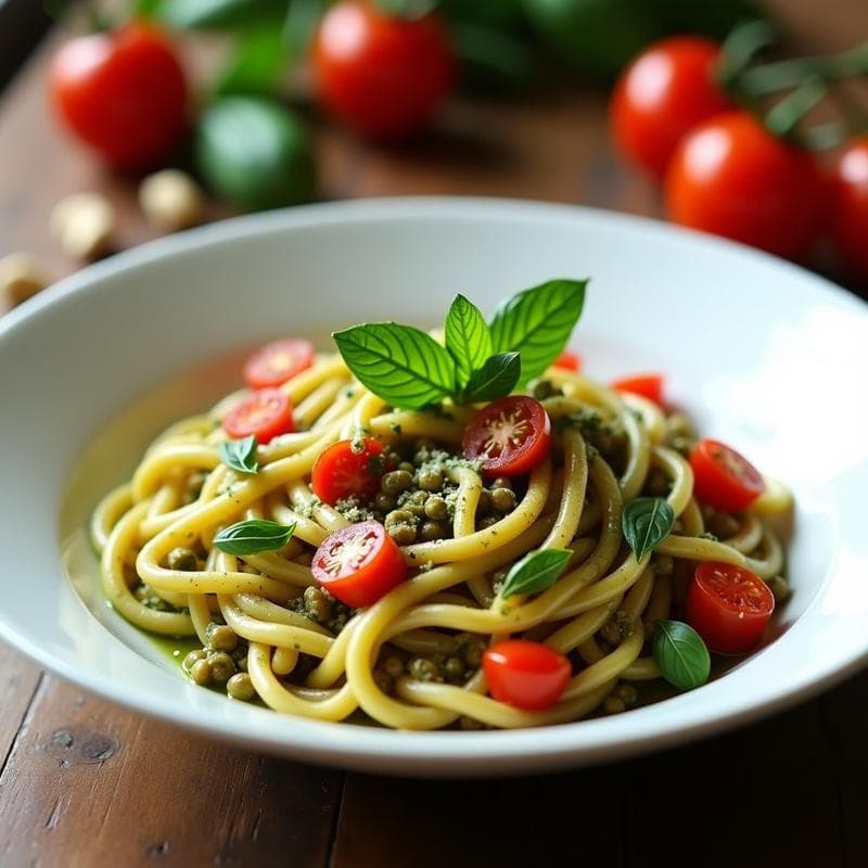 Pasta de Lentejas con Pesto de Albahaca y Tomates Secos: Receta en Airfryer Sin Gluten