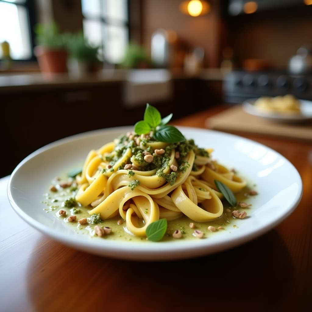 Pasta de Lentejas con Pesto de Rohan y Nueces: Receta Italiana Vegana y Sin Gluten