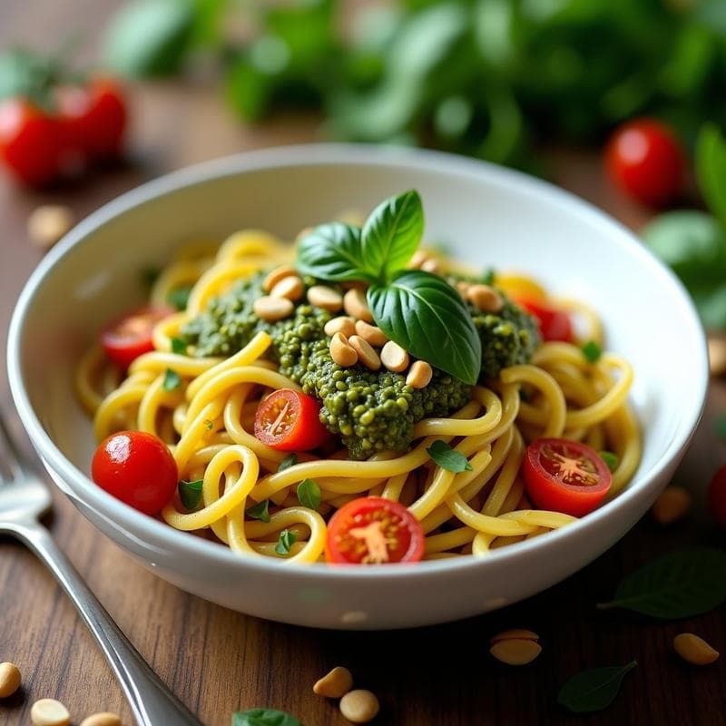 Pasta de Lentejas con Pesto de Rúcula y Piñones: Receta Vegana y Alta en Fibra
