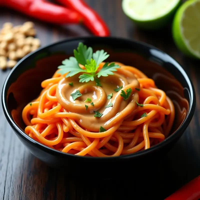 Pasta de Lentejas Rojos con Salsa de Cacahuete y Lima: Receta Tailandesa Keto