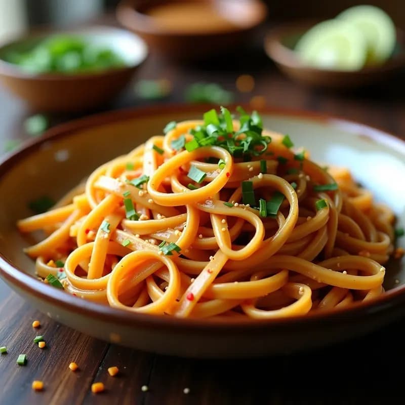 Pasta de Lentejas Rojas con Salsa de Cacahuete y Chile: Receta Tailandesa Alta en Proteína