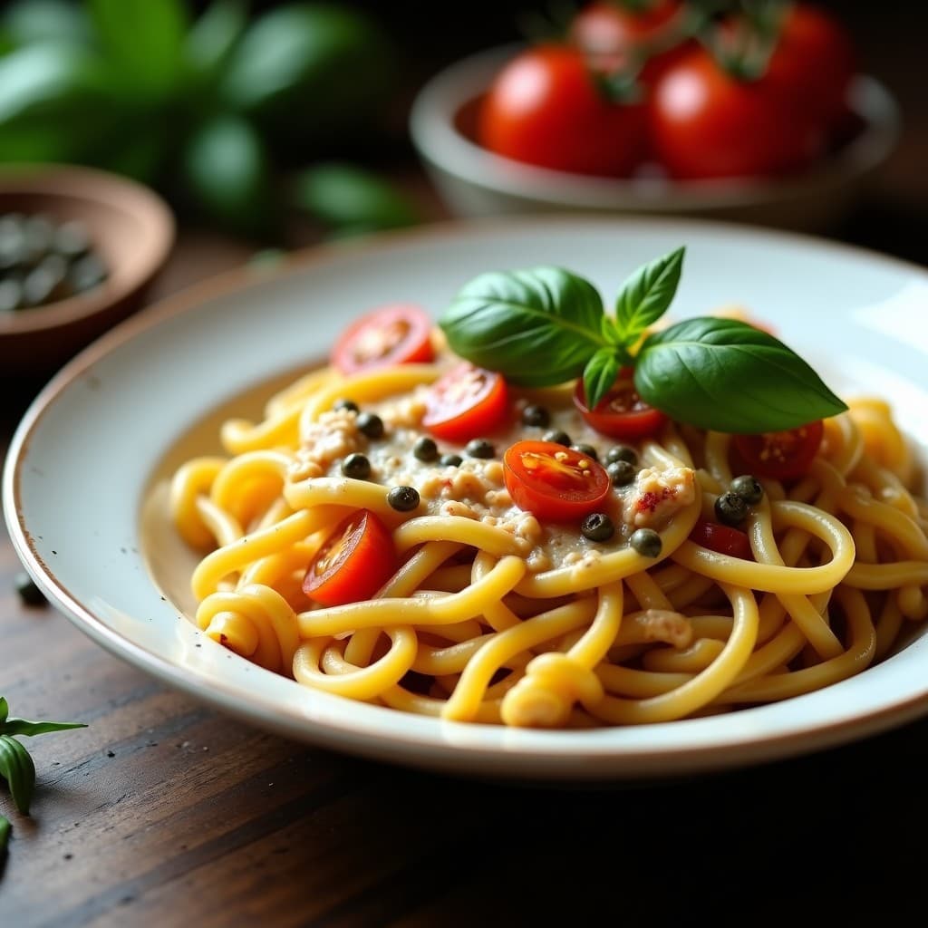 Pasta de Lentejas con Salsa de Tomates Secos y Alcaparras: Plato Principal Vegano y Sin Gluten