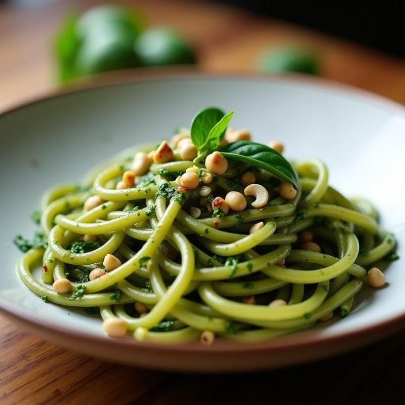 Pasta de Lentejas Verdes con Calabacín y Pesto de Espinacas: Receta en Thermomix sin Lactosa