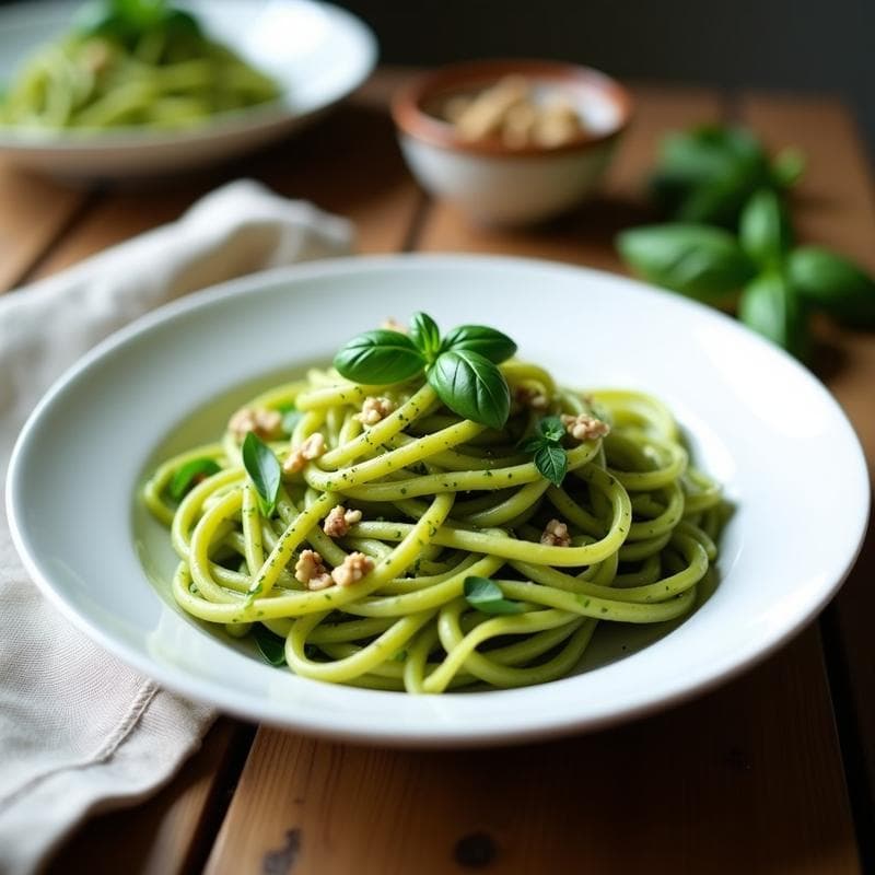 Pasta de Lentejas Verdes con Pesto de Albahaca y Nueces: Receta Sin Gluten en Thermomix