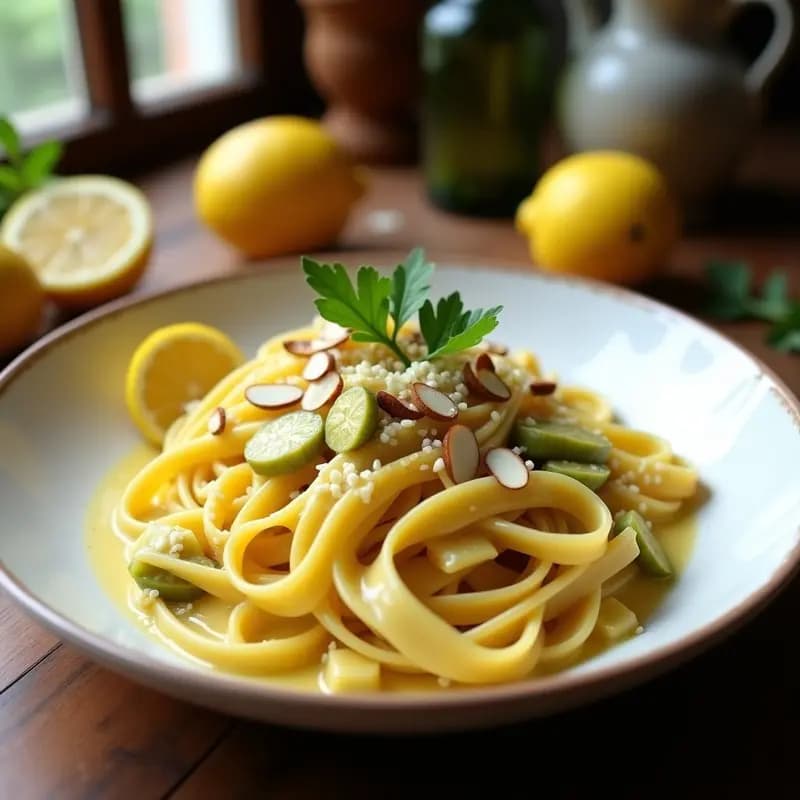 Pasta al Limón con Alcachofas y Queso de Cabra: Receta Italiana Crema y Sin Nata