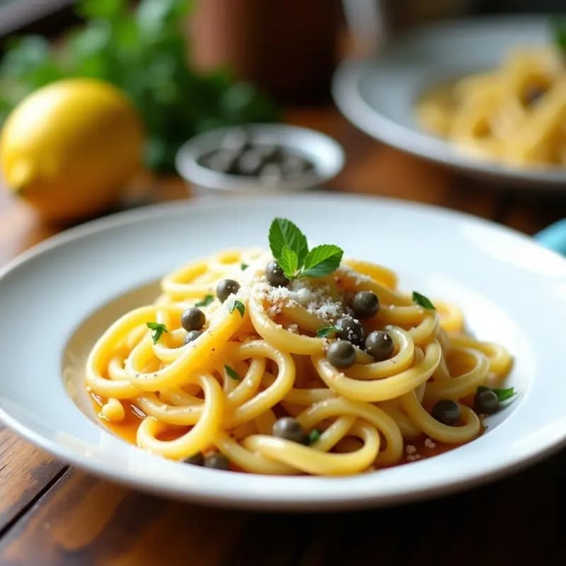 Pasta al Limón con Anchoas y Alcaparras: Receta Italiana Keto y Alta en Omega-3 en 15 Minutos