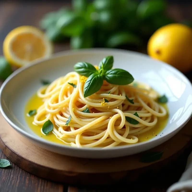Pasta al Limone con Albahaca Fresca: Receta Italiana Vegana y Cremosa