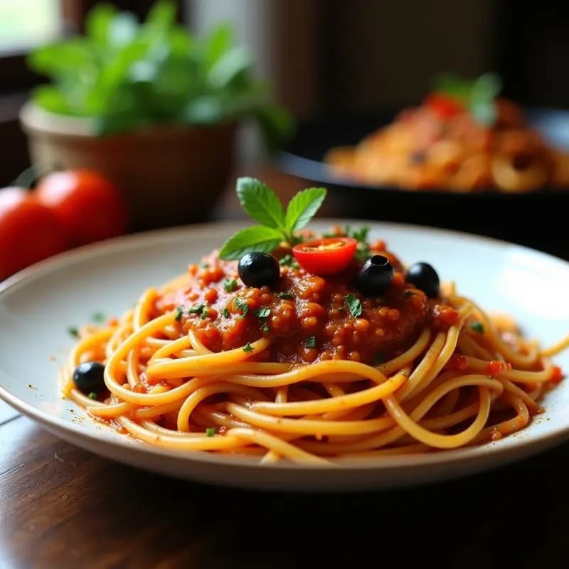 Pasta a la Puttanesca con Anchoas y Aceitunas: Receta Italiana Picante y Rápida