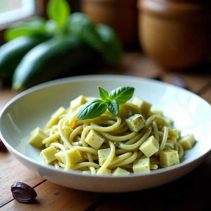 Pasta con Salsa de Calabacín y Ajo Negro: Receta Italiana Veganizada y Ligera