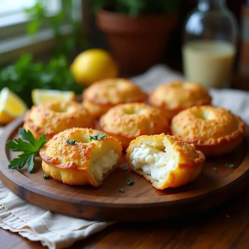 Pasteis de Bacalhau Portugueses con Brandada de Bacalao y Patata: Entrante Crujiente