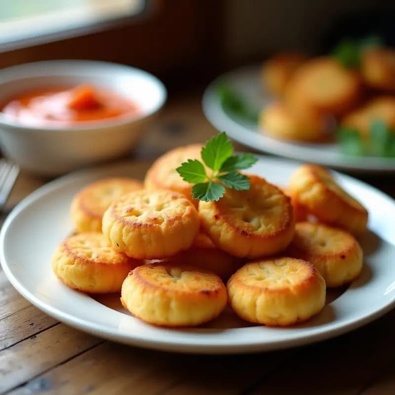 Pasteis de bacalhau con crema de pimientos: Entrante portugués en airfryer