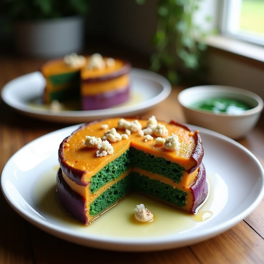 Pastel de Batata y Espirulina con Relleno de Espinacas: Receta Vegana en Airfryer