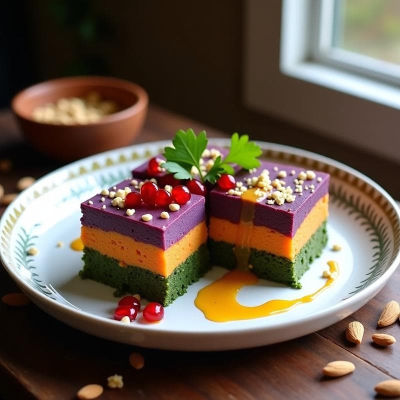 Pastel de Batata Morada y Espinacas: Receta Vegana Sin Horno con Toque Marroquí