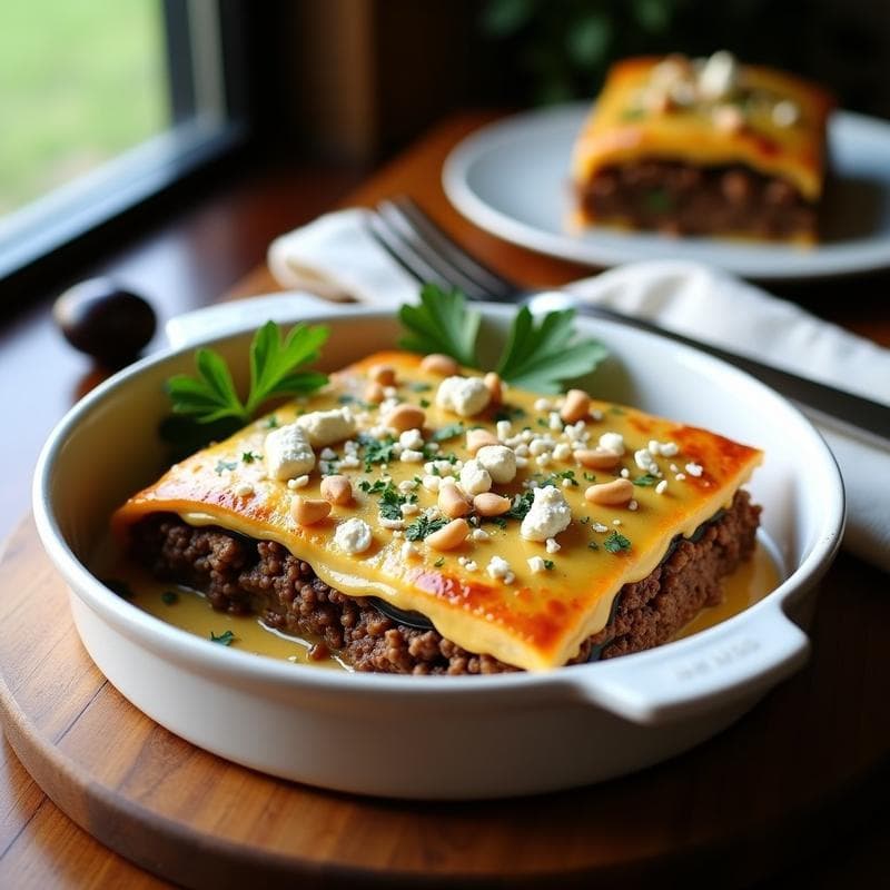 Pastel de Berenjena y Carne Picada con Béchamel de Avena: Receta Griega Keto
