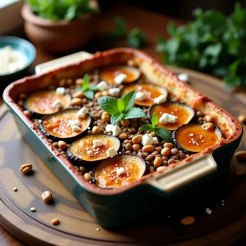 Pastel de Carne de Berenjena y Lentejas: Receta Griega Sin Gluten en Molde