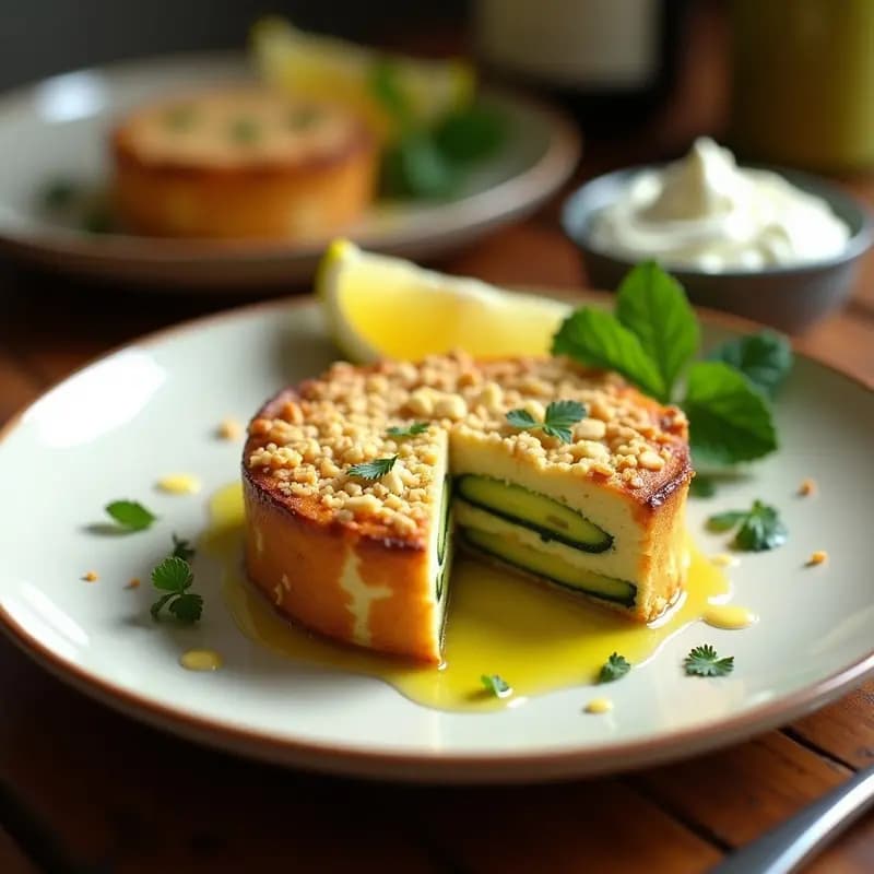 Pastel de Calabacín y Queso Feta con Empanado de Almendras: Receta Griega en Horno