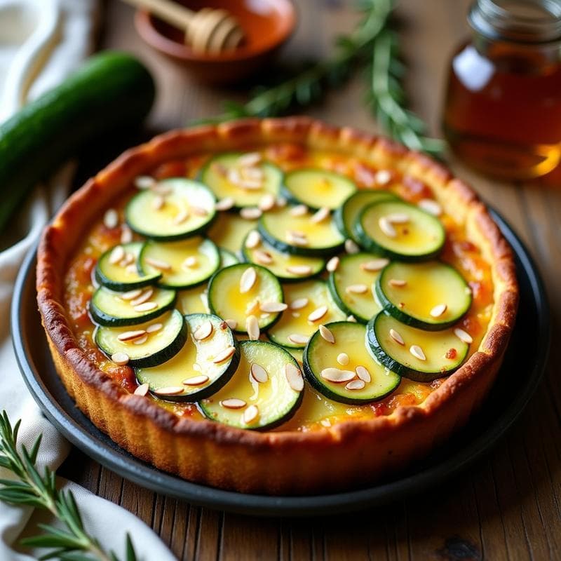 Pastel de Calabacín y Zucchini con Queso de Cabra y Miel: Receta Italiana en Horno Sin Harina