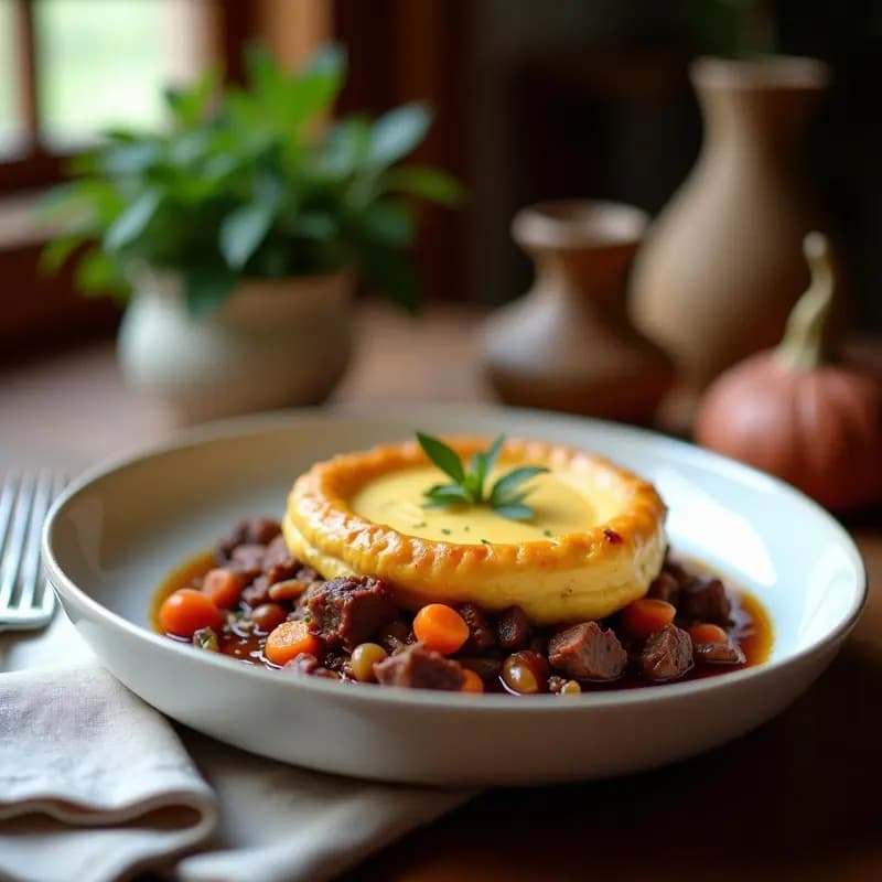 Pastel de Carne de Canguro con Puré de Ñame: Receta Australiana Alta en Hierro