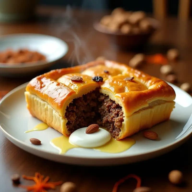 Pastel de Carne Árabe con azafrán y pasas: Receta Tradicional de Bahrein en Olla Lenta