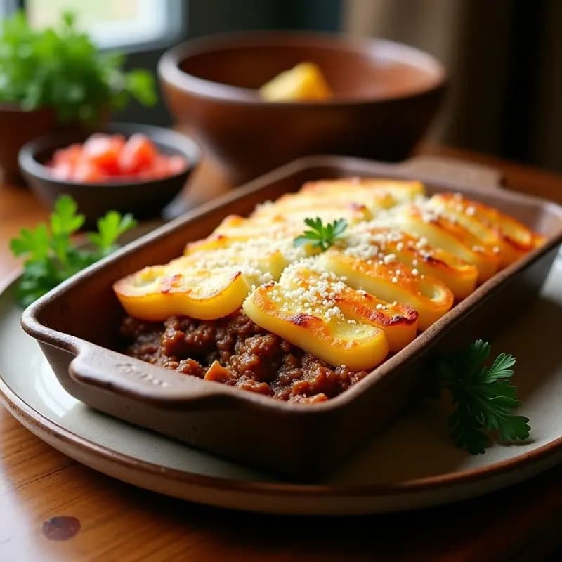 Pastel de Carne Argentino con Papas Paja y Salsa Criolla: Receta Tradicional en Horno