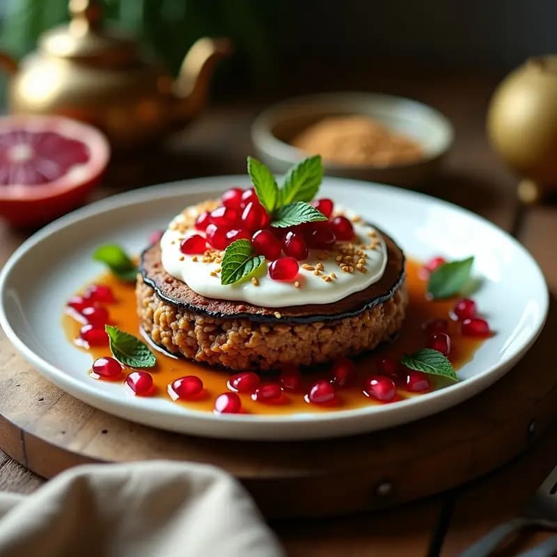 Pastel de Carne Libanesa con Berenjena y Granada: Receta Sin Horno y Baja en Grasas