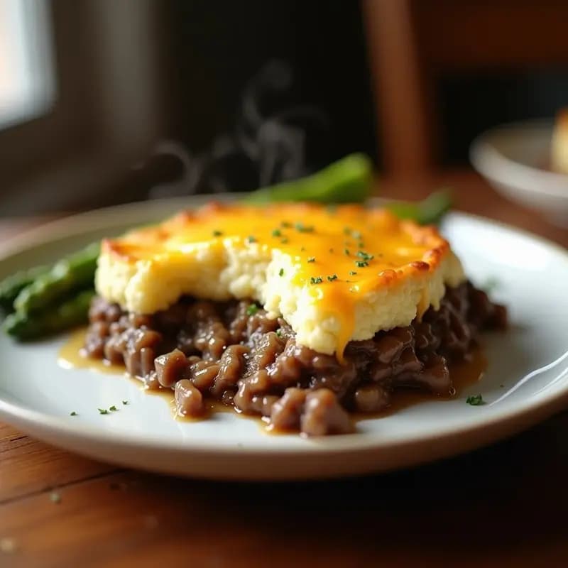 Pastel de Carne Británico con Puré de Coliflor: Receta Tradicional Keto y Sin Patata