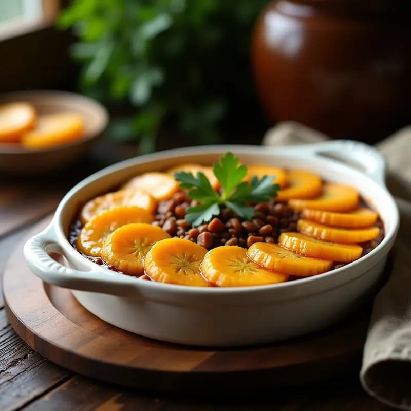 Pastel de Carne Colombiano de Lentejas: Receta Vegana con Yuca y Plátano Maduro