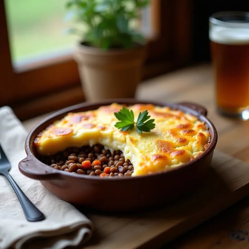 Pastel de Carne Irlandés Vegano: Receta con Lentejas y Puré de Coliflor