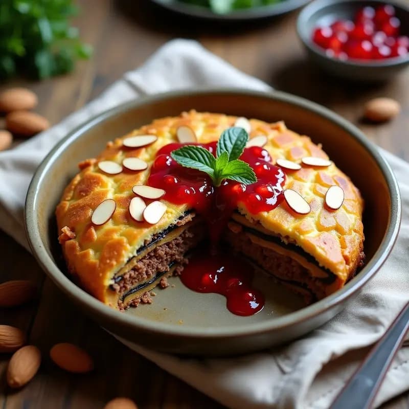 Pastel de Carne Libanés con Berenjena y Salsa de Granada: Receta de Kibbeh Naya sin Gluten