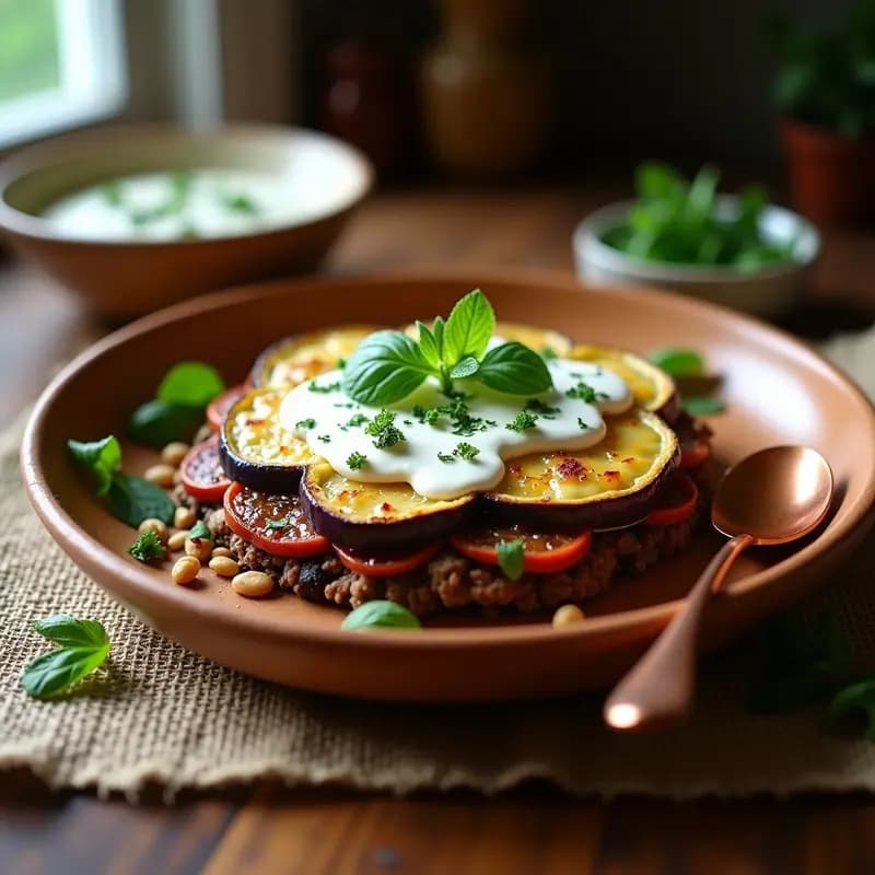 Pastel de carne libanés con piñones y yogur: Receta de berenjenas y cordero en capas