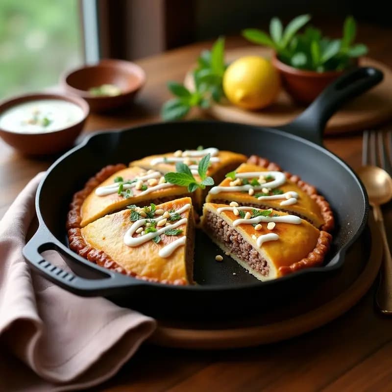 Pastel de carne libanés con Yogur y Menta: Receta de Kibbeh Bil Sanieh en Sartén