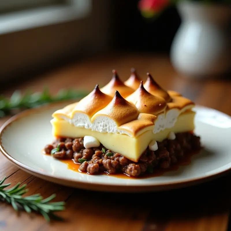 Pastel de Carne y Malvaviscos: Receta Sudamericana de Comfort Food con Cobertura de Merengue