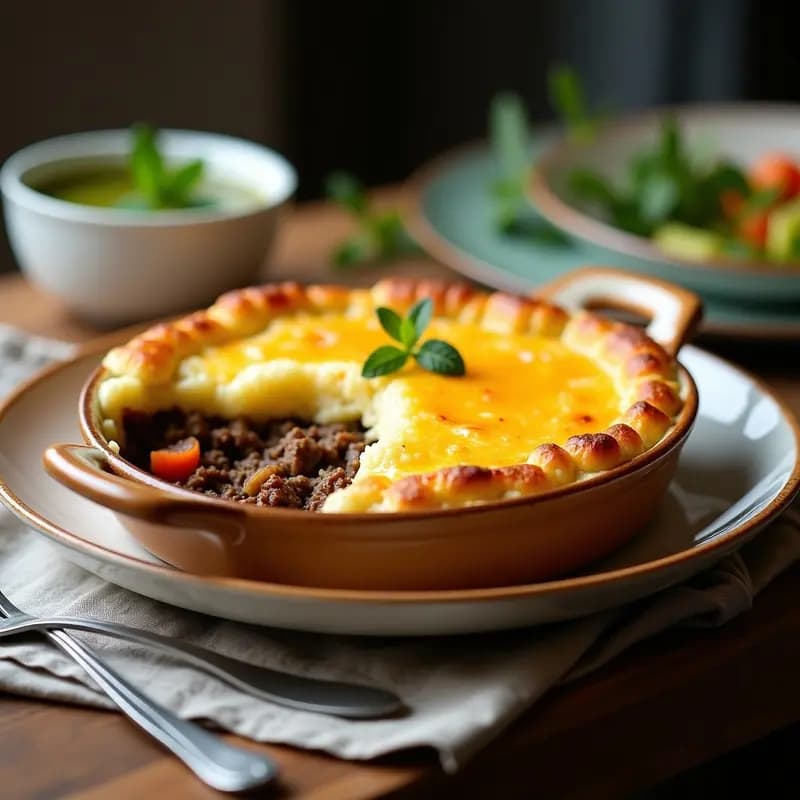 Pastel de Carne y Puré de Coliflor: Receta Británica Keto con Salsa de Menta