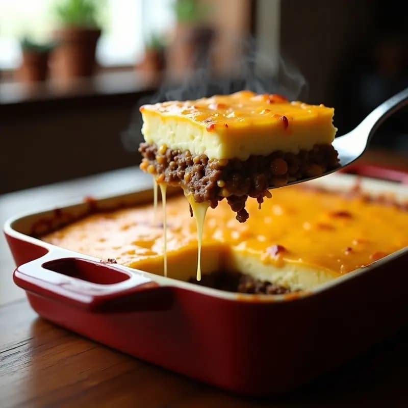 Pastel de Carne con Capas de Puré de Papa y Queso Fundido: Comida Reconfortante al Máximo