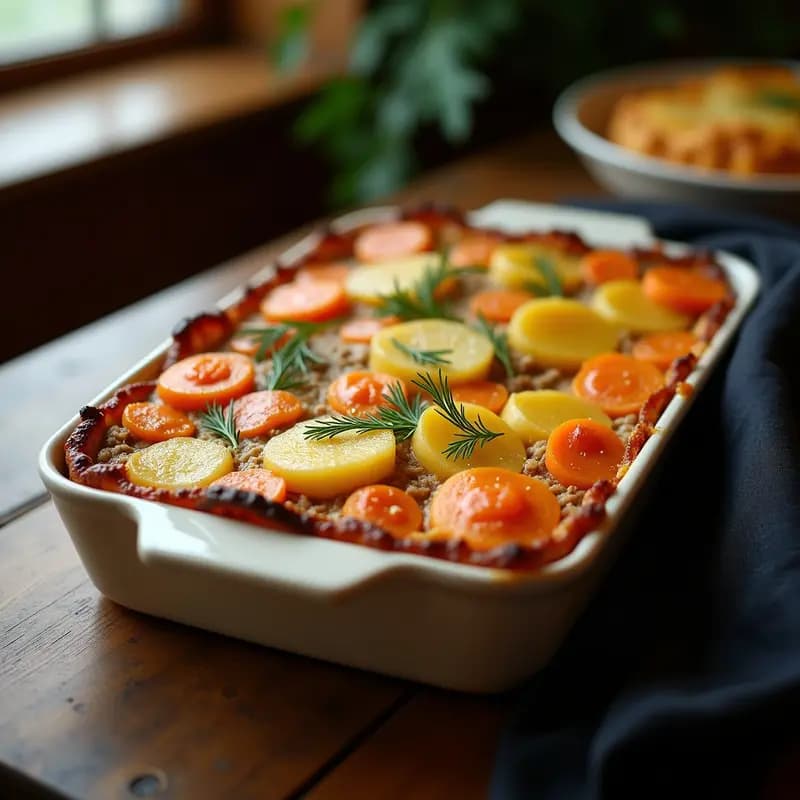 P миров: Pastel de Carne Rusa con Patatas y Zanahorias en Capas