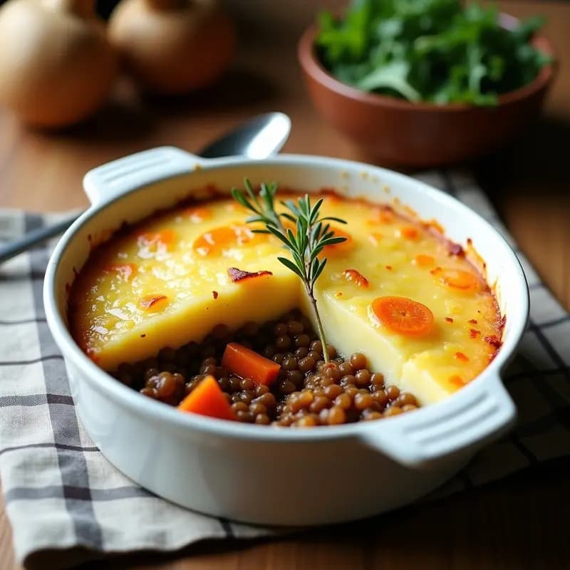 Pastel de carne vegetariano con Lentejas y Calabaza: Receta Británica Reconfortante Sin Gluten