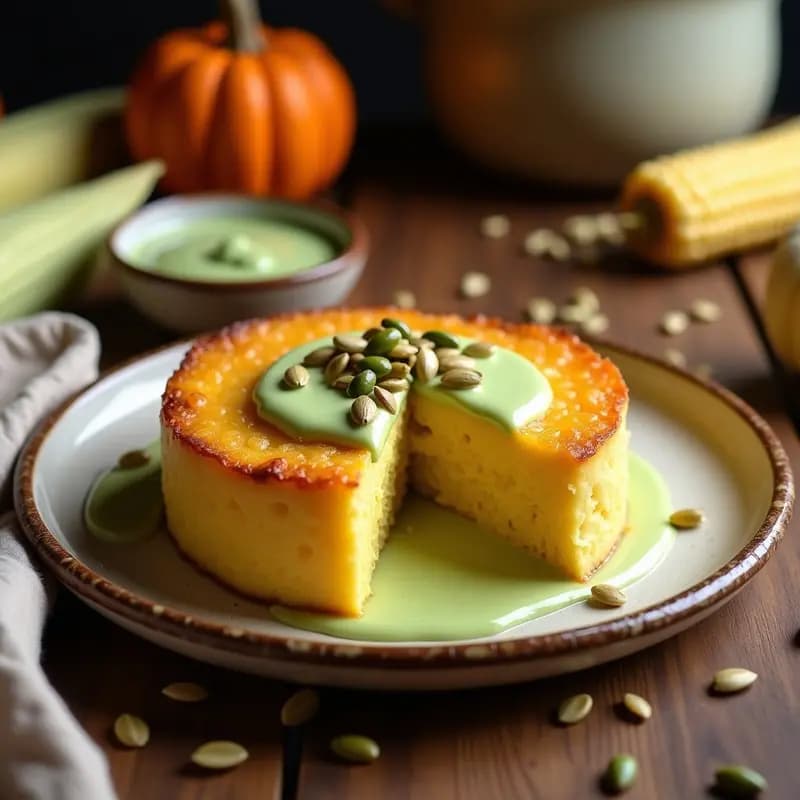 Pastel de Elote Mexicano con Crema de Pepita: Tamal Dulce Sin Harina en Olla Lenta