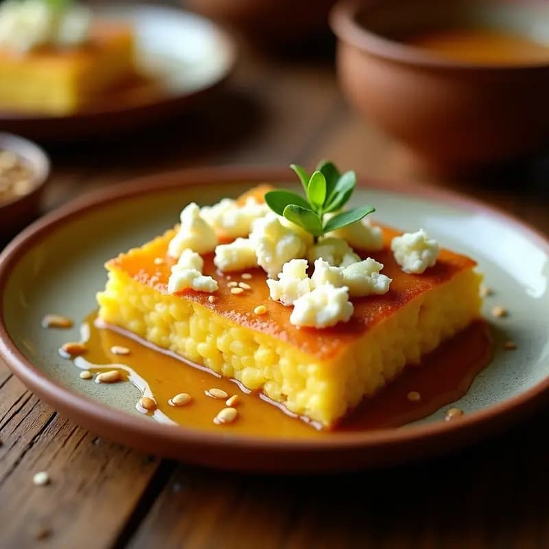 Pastel de Elote con Queso de Cabra y Miel de Agave: Desayuno Mexicano Dulce-Salado