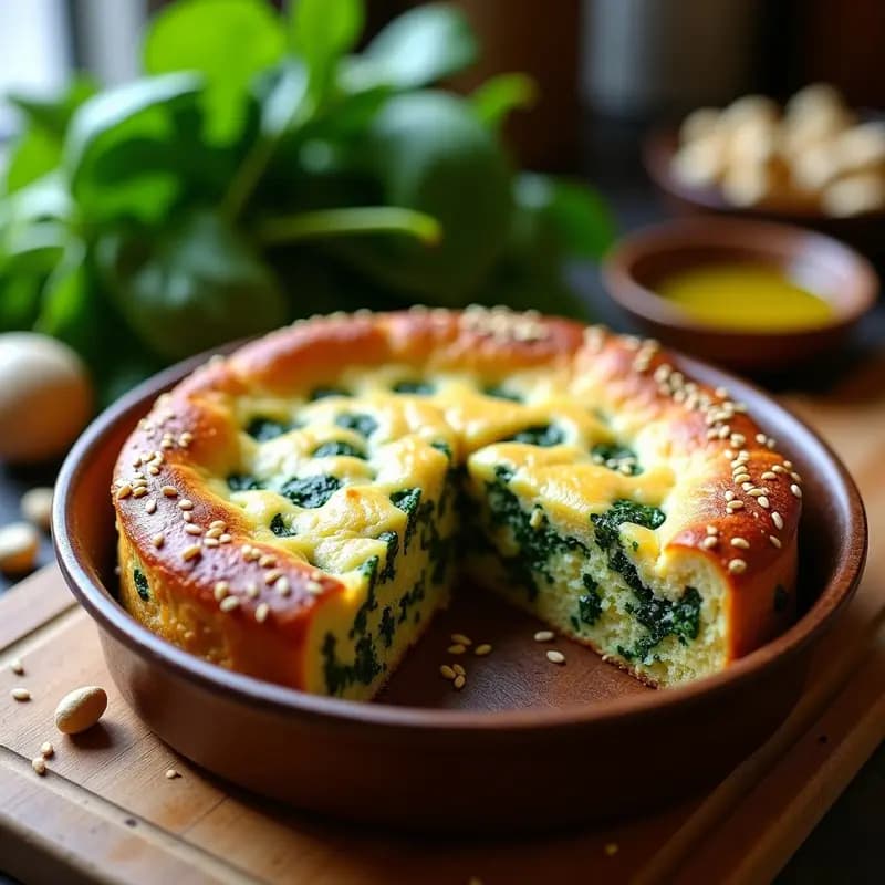 Pastel de Espinacas y Queso Feta de Anacardos: Receta Griega Sin Lactosa