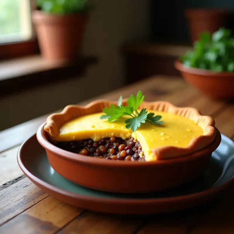 Pastel de Feijoada Vegana con Puré de Yuca: Receta Brasileña Sin Carne en Olla Lenta